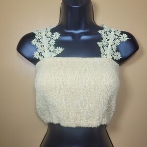 NWT Z & L Top Issa Sunset Smocked Crop Tank Top sz M